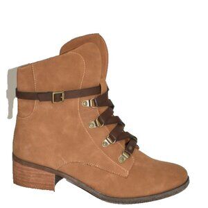 New! KORKS Women's Reese Lace Up Ankle Boots Size 8.5 M Tan Nubuck DD455A